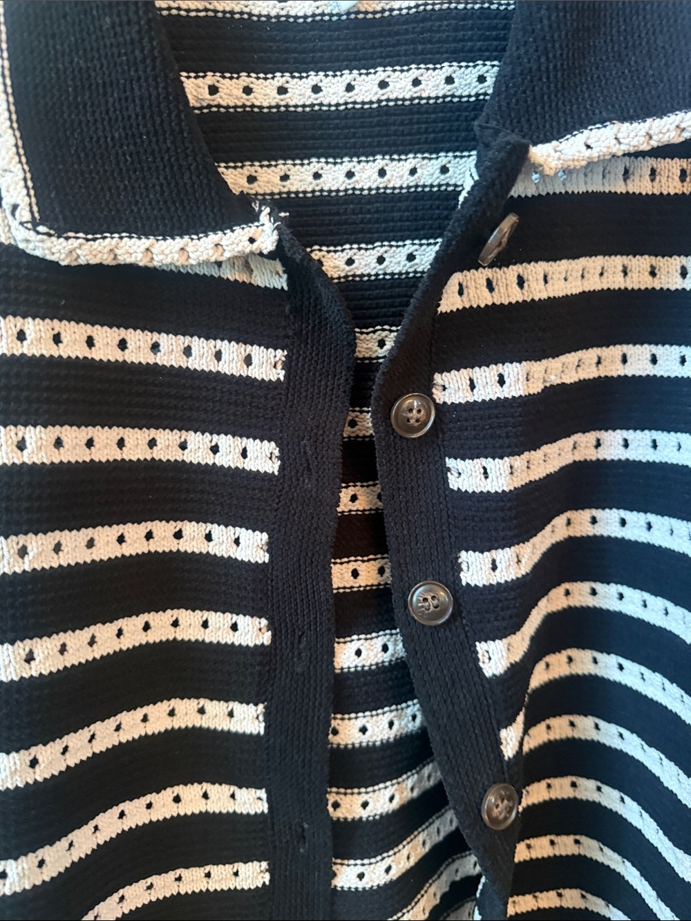 Love Trend Black Cardigan with White Crochet Stripes - Picture 3 of 6